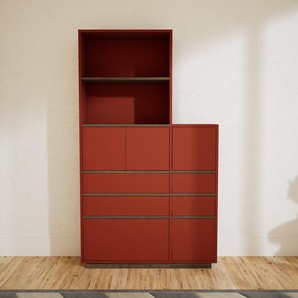 Aktenschrank Terrakotta - Büroschrank: Schubladen in Terrakotta & Türen in Terrakotta - Hochwertige Materialien - 115 x 200 x 34 cm, Modular