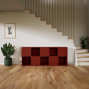 Aktenschrank Terrakotta - Büroschrank: Schubladen in Terrakotta & Türen in Terrakotta - Hochwertige Materialien - 195 x 81 x 34 cm, Modular
