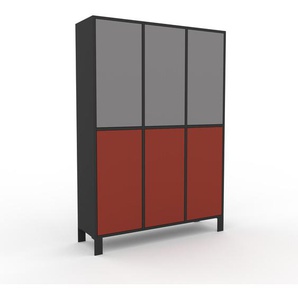 Aktenschrank Terrakotta - Flexibler Büroschrank: Türen in Grau - Hochwertige Materialien - 118 x 168 x 34 cm, Modular
