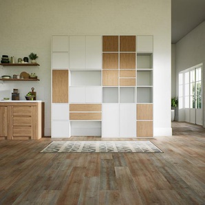 Aktenschrank Weiß - Büroschrank: Schubladen in Eiche & Türen in Weiß - Hochwertige Materialien - 231 x 233 x 34 cm, Modular
