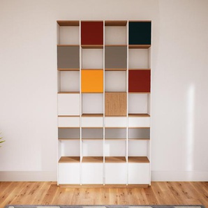 Aktenschrank Weiß - Büroschrank: Schubladen in Grau & Türen in Weiß - Hochwertige Materialien - 156 x 277 x 34 cm, Modular
