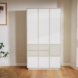 Aktenschrank Weiß - Büroschrank: Schubladen in Taupe & Türen in Weiß - Hochwertige Materialien - 118 x 200 x 47 cm, Modular