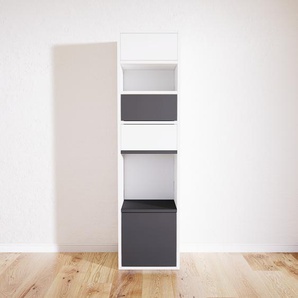 Aktenschrank Weiß - Büroschrank: Schubladen in Weiß & Türen in Graphitgrau - Hochwertige Materialien - 41 x 156 x 34 cm, Modular