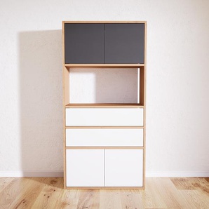 Aktenschrank Weiß - Büroschrank: Schubladen in Weiß & Türen in Graphitgrau - Hochwertige Materialien - 77 x 156 x 34 cm, Modular