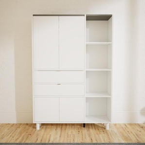 Aktenschrank Weiß - Büroschrank: Schubladen in Weiß & Türen in Weiß - Hochwertige Materialien - 115 x 168 x 34 cm, Modular