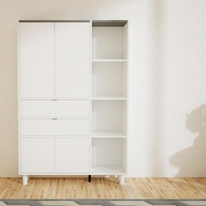 Aktenschrank Weiß - Büroschrank: Schubladen in Weiß & Türen in Weiß - Hochwertige Materialien - 115 x 168 x 34 cm, Modular