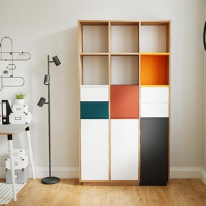 Aktenschrank Weiß - Büroschrank: Schubladen in Weiß & Türen in Weiß - Hochwertige Materialien - 118 x 200 x 34 cm, Modular