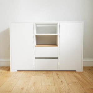 Aktenschrank Weiß - Büroschrank: Schubladen in Weiß & Türen in Weiß - Hochwertige Materialien - 118 x 81 x 34 cm, Modular