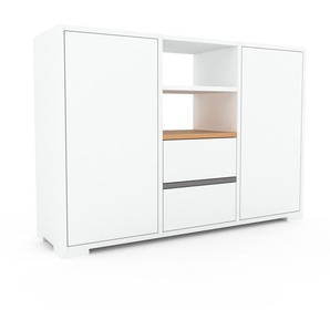 Aktenschrank Weiß - Büroschrank: Schubladen in Weiß & Türen in Weiß - Hochwertige Materialien - 118 x 81 x 34 cm, Modular