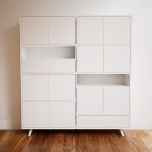 Aktenschrank Weiß - Büroschrank: Schubladen in Weiß & Türen in Weiß - Hochwertige Materialien - 151 x 168 x 34 cm, Modular