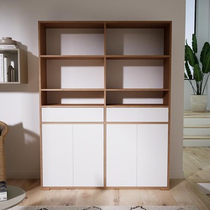 Aktenschrank Weiß - Büroschrank: Schubladen in Weiß & Türen in Weiß - Hochwertige Materialien - 151 x 196 x 34 cm, Modular