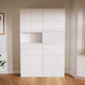 Aktenschrank Weiß - Büroschrank: Schubladen in Weiß & Türen in Weiß - Hochwertige Materialien - 151 x 233 x 34 cm, Modular