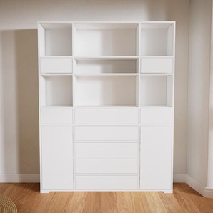 Aktenschrank Weiß - Büroschrank: Schubladen in Weiß & Türen in Weiß - Hochwertige Materialien - 154 x 196 x 34 cm, Modular