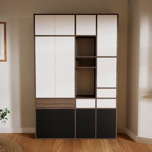 Aktenschrank Weiß - Büroschrank: Schubladen in Weiß & Türen in Weiß - Hochwertige Materialien - 154 x 233 x 34 cm, Modular