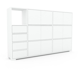 Aktenschrank Weiß - Büroschrank: Schubladen in Weiß & Türen in Weiß - Hochwertige Materialien - 190 x 120 x 35 cm, Modular