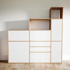 Aktenschrank Weiß - Büroschrank: Schubladen in Weiß & Türen in Weiß - Hochwertige Materialien - 190 x 195 x 34 cm, Modular