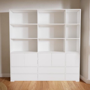 Aktenschrank Weiß - Büroschrank: Schubladen in Weiß & Türen in Weiß - Hochwertige Materialien - 190 x 196 x 34 cm, Modular