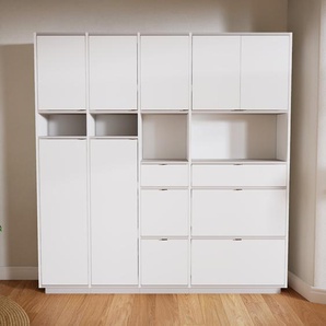 Aktenschrank Weiß - Büroschrank: Schubladen in Weiß & Türen in Weiß - Hochwertige Materialien - 192 x 200 x 34 cm, Modular