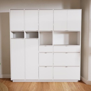 Aktenschrank Weiß - Büroschrank: Schubladen in Weiß & Türen in Weiß - Hochwertige Materialien - 192 x 200 x 34 cm, Modular