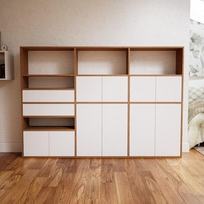 Aktenschrank Weiß - Büroschrank: Schubladen in Weiß & Türen in Weiß - Hochwertige Materialien - 226 x 156 x 34 cm, Modular