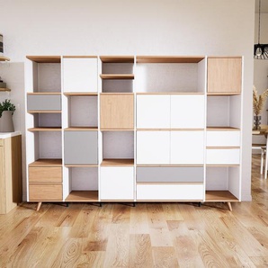 Aktenschrank Weiß - Büroschrank: Schubladen in Weiß & Türen in Weiß - Hochwertige Materialien - 231 x 168 x 47 cm, Modular