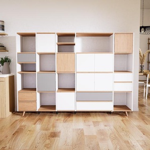 Aktenschrank Weiß - Büroschrank: Schubladen in Weiß & Türen in Weiß - Hochwertige Materialien - 231 x 168 x 47 cm, Modular