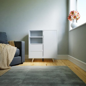Aktenschrank Weiß - Büroschrank: Schubladen in Weiß & Türen in Weiß - Hochwertige Materialien - 79 x 91 x 34 cm, Modular
