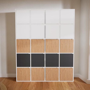 Aktenschrank Weiß - Flexibler Büroschrank: Türen in Eiche - Hochwertige Materialien - 156 x 195 x 34 cm, Modular