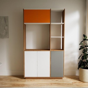 Aktenschrank Weiß - Flexibler Büroschrank: Türen in Gelb - Hochwertige Materialien - 115 x 200 x 34 cm, Modular