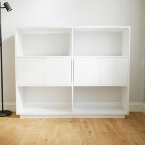 Aktenschrank Weiß - Flexibler Büroschrank: Türen in Weiß - Hochwertige Materialien - 151 x 123 x 34 cm, Modular