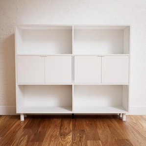 Aktenschrank Weiß - Flexibler Büroschrank: Türen in Weiß - Hochwertige Materialien - 151 x 129 x 34 cm, Modular