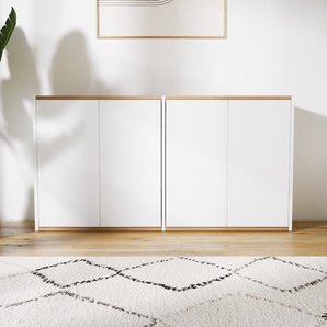 Aktenschrank Weiß - Flexibler Büroschrank: Türen in Weiß - Hochwertige Materialien - 151 x 79 x 34 cm, Modular