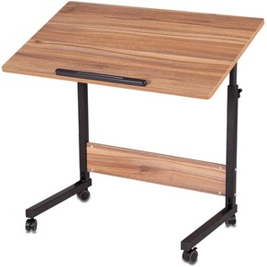 aktiv shop GmbH ELONEO mobiler Laptoptisch Schreibtisch Computertisch Pflegetisch höhenverstellbar mit Rollen, Tischplatte neigbar, Multifunktionaler Beistelltisch für Bett Sofa Couch, Laptopständer (Holz-Optik) 23903