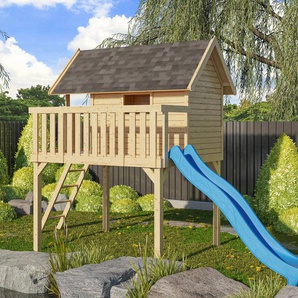 AKUBI Spielturm Fidel, BxTxH: 198x243x329,5 cm, mit Rutsche in blau