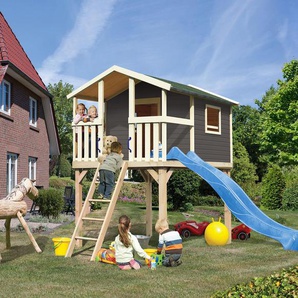 Karibu-Stelzenhaus »Benjamin« - blau - Holz -