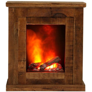 Elektrokamin ALBERO Mumbai Elektrokaminöfen braun (mangoholz dunkelbraun) Elektrokamine 2 Heizstufen 10002000W, Thermostat, 247 Wochensteuerung, Mangoholz