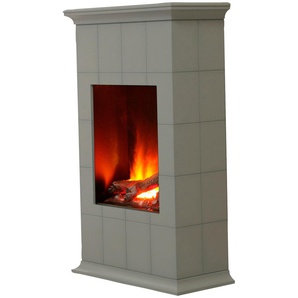 Elektrokamin ALBERO Sellin Elektrokaminöfen grau (hellgrau ral 7040, leicht antik patiniert) Elektrokamine mit Heizung, 2 Heizstufen 10002000 W, 3D Flammeffekt, Fernbedienung