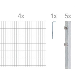 Alberts Doppelstabmatten-Grundset 10 m 250 x 203 cm 6/5/6 feuerzverzinkt GLO692454231
