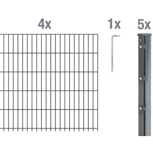 Alberts Doppelstabmatten-Grundset 10 m 250 x 83 cm 6/5/6 anthrazit GLO692454260