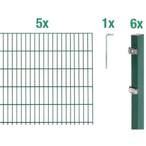 ALBERTS Doppelstabmattenzaun Grundset Zaunelemente Höhe: 80 - 160 cm, Gesamtlänge: 4 - 30 m, zum Einbetonieren Gr. H/L: 140 cm x 10 m H/L: 140 cm, grün Zaunelemente