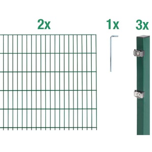 ALBERTS Doppelstabmattenzaun Grundset Zaunelemente Höhe: 80 - 160 cm, Gesamtlänge: 4 - 30 m, zum Einbetonieren Gr. H/L: 80 cm x 4 m H/L: 80 cm, grün Zaunelemente