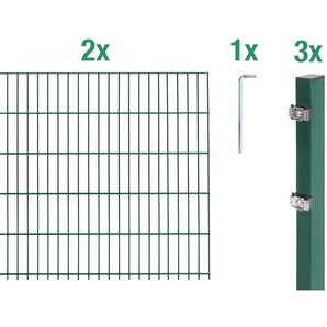 ALBERTS Doppelstabmattenzaun Grundset Zaunelemente Höhe: 80 - 160 cm, Gesamtlänge: 4 - 30 m, zum Einbetonieren Gr. H/L: 100 cm x 4 m H/L: 100 cm, grün Zaunelemente