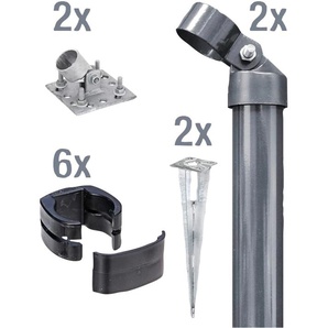ALBERTS Eckpfosten Fix-Clip Pro Zaunpfosten für Maschendrahthöhe 153 cm, zum Aufschrauben grau (anthrazit) Zaunpfosten