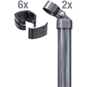 ALBERTS Eckpfosten Fix-Clip Pro Zaunpfosten für Maschendrahthöhe 153 cm, zum Einbetonieren grau (anthrazit) Zaunpfosten