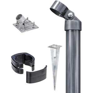 ALBERTS Eckpfosten Fix-Clip Pro Zaunpfosten für Maschendrahthöhe 81 cm, zum Aufschrauben grau (anthrazit) Zaunpfosten