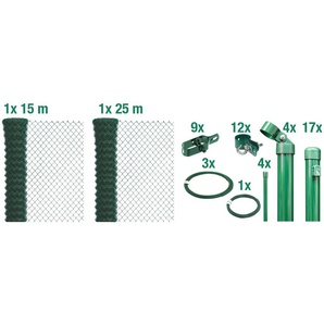 ALBERTS Maschendrahtzaun Zaunelemente Höhe: 80 - 200 cm, Gesamtlänge: 15 - 100 m, zum Einbetonieren Gr. H/L: 80 cm x 40 m H/L: 80 cm, grün Zaunelemente