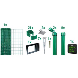 ALBERTS Schweißgitter Fix-Clip Pro Zaunelemente Höhe: 80-150cm, Gesamtlänge: 10 und 25m, mit Bodenhülsen Gr. H/L: 100 cm x 10 m H/L: 100 cm, grün Zaunelemente