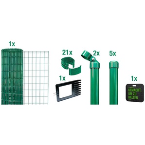 ALBERTS Schweißgitter Fix-Clip Pro Zaunelemente Höhe: 80-150cm, Gesamtlänge: 10 und 25m, zum Einbetonieren Gr. H/L: 122 cm x 10 m H/L: 122 cm, grün Zaunelemente