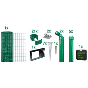 ALBERTS Schweißgitter Fix-Clip Pro Zaunelemente Höhe: 80-150cm, Gesamtlänge: 10 und 25m, mit Bodenhülsen Gr. H/L: 153 cm x 10 m H/L: 153 cm, grün Zaunelemente