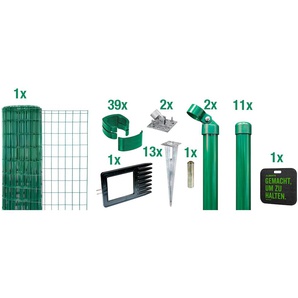 ALBERTS Schweißgitter Fix-Clip Pro Zaunelemente Höhe: 80-150cm, Gesamtlänge: 10 und 25m, mit Bodenhülsen Gr. H/L: 153 cm x 25 m H/L: 153 cm, grün Zaunelemente